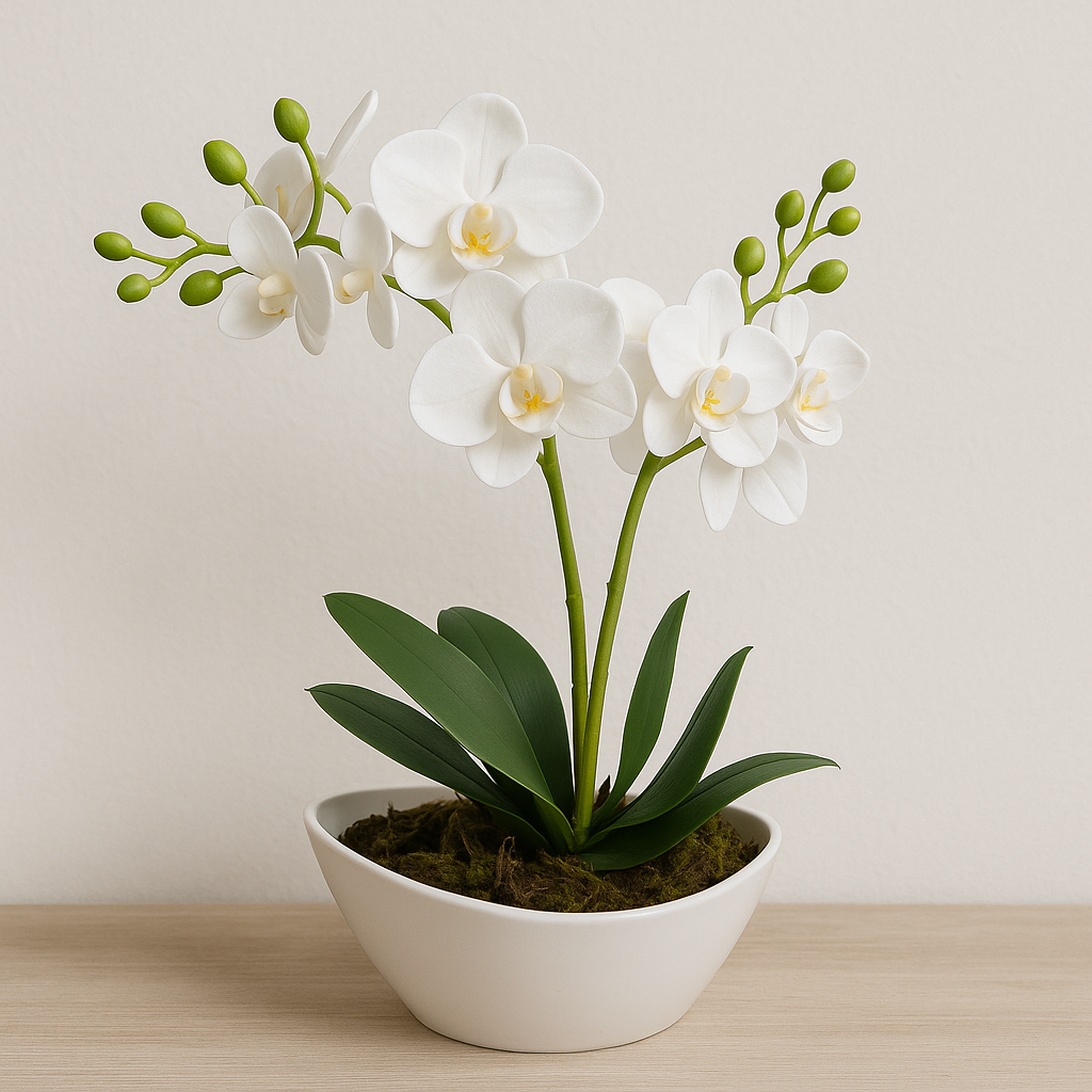 Arranjo Barca de Orquídea Artificial - Home Cozy