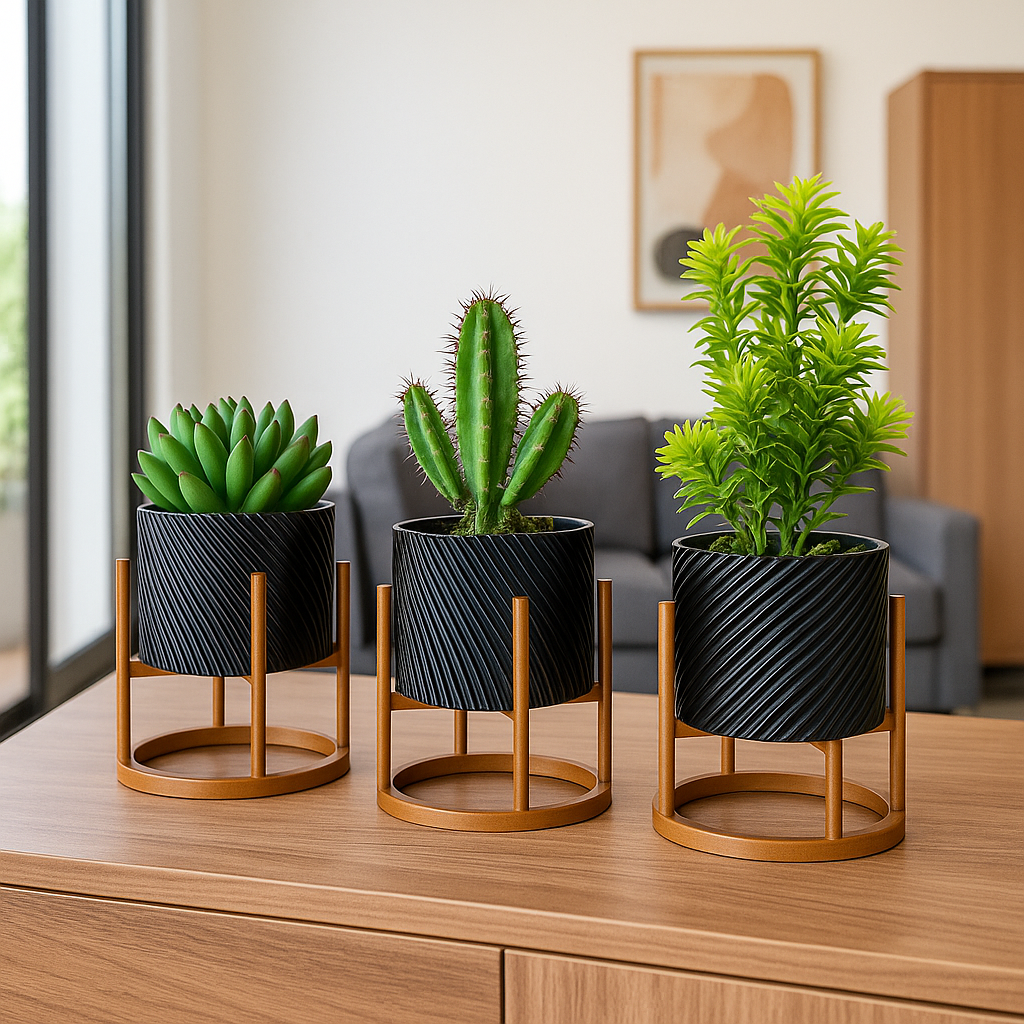 Kit com 3 Vasos Mini Elegante - Home Cozy