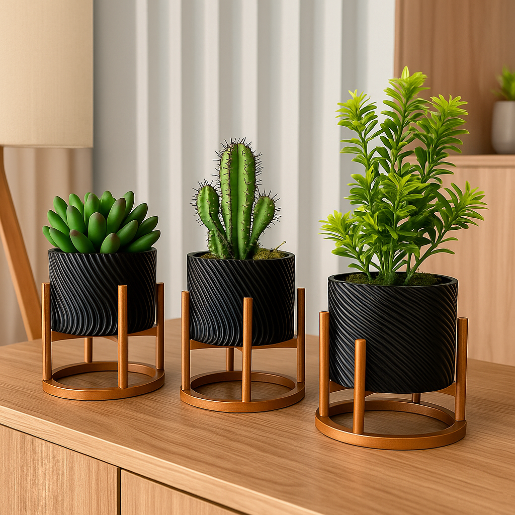 Kit com 3 Vasos Mini Elegante - Home Cozy