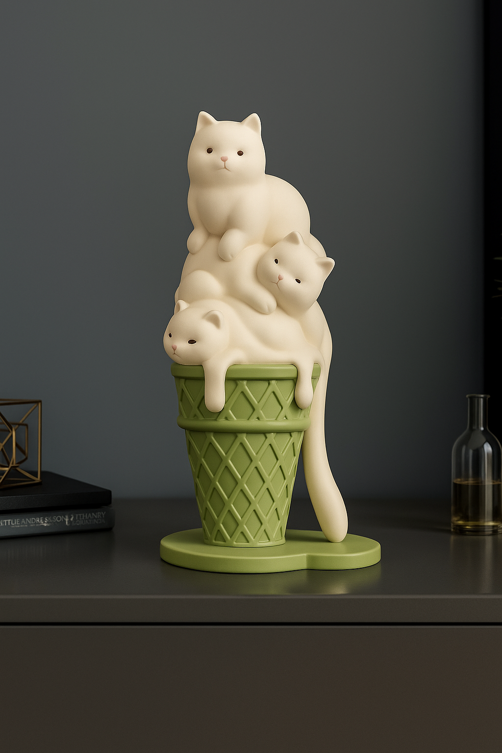 Decorativo Gato Sorvete Resina - Home Cozy