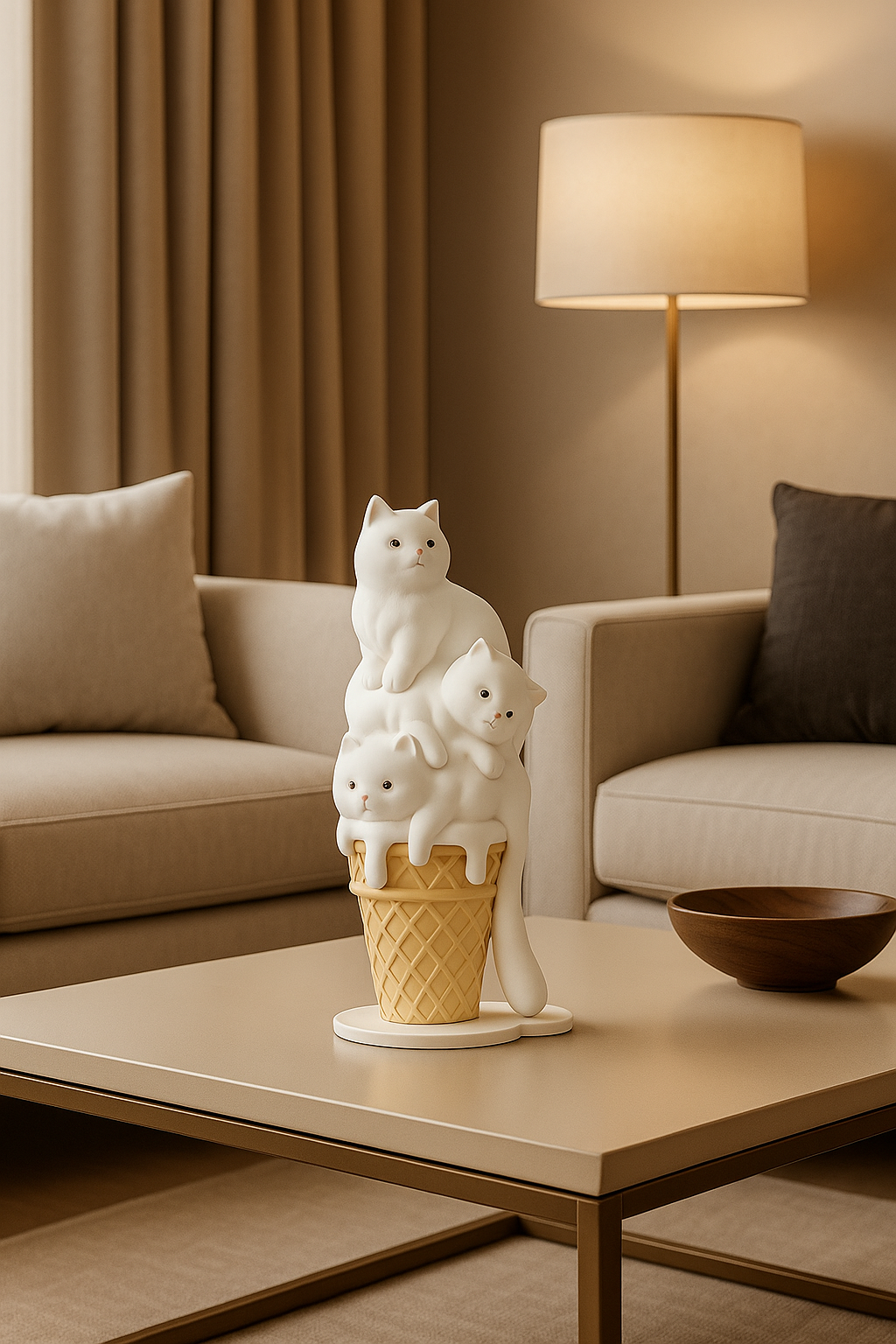 Decorativo Gato Sorvete Resina - Home Cozy