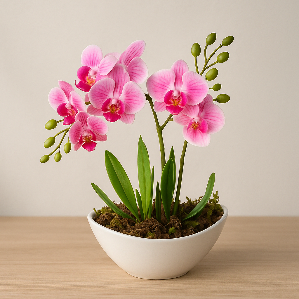 Arranjo Barca de Orquídea Artificial - Home Cozy