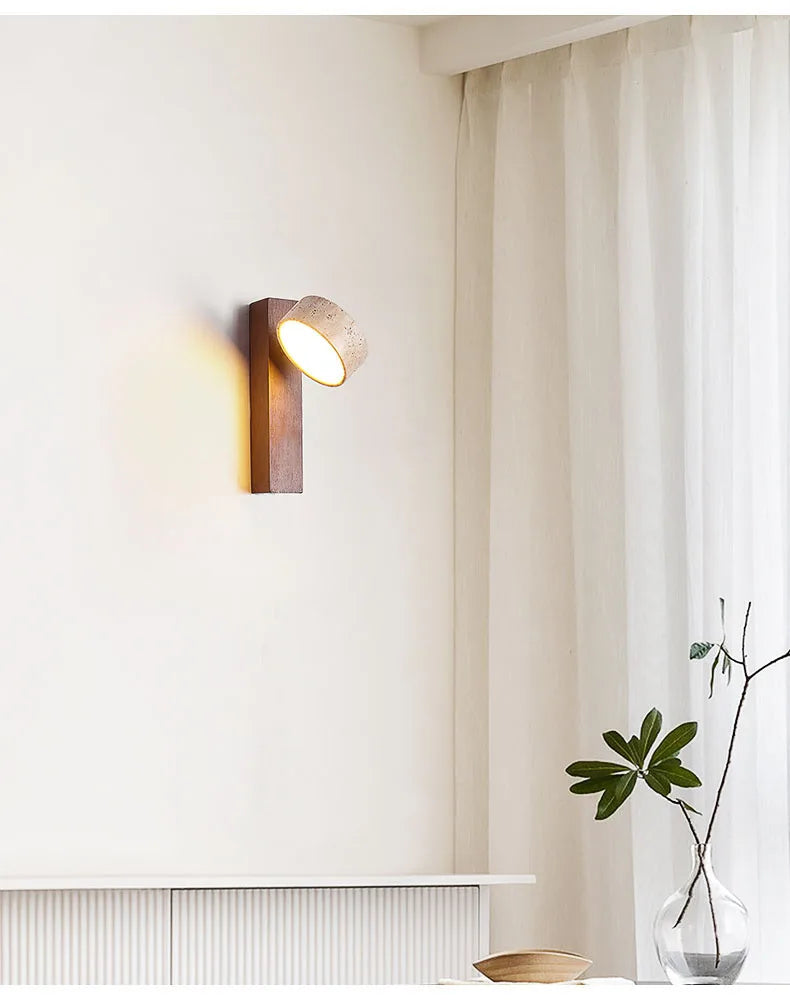 Luminária de Parede Contemporânea de Mármore e Madeira - Home Cozy