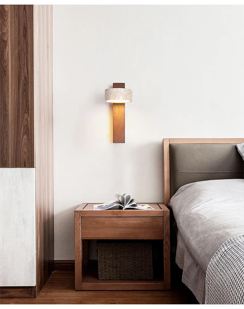 Luminária de Parede Contemporânea de Mármore e Madeira - Home Cozy