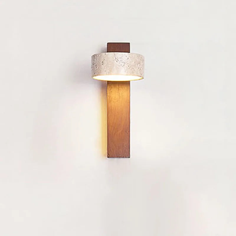 Luminária de Parede Contemporânea de Mármore e Madeira - Home Cozy