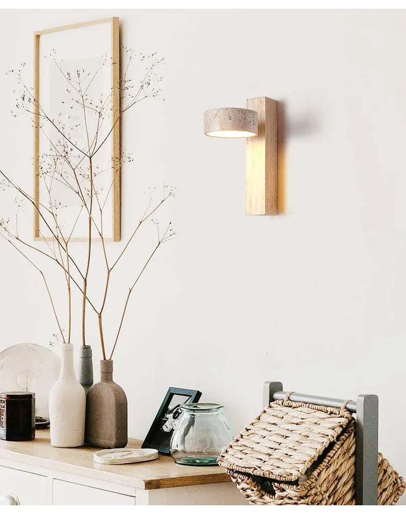 Luminária de Parede Contemporânea de Mármore e Madeira - Home Cozy