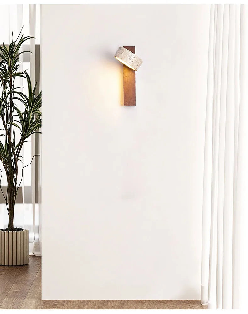 Luminária de Parede Contemporânea de Mármore e Madeira - Home Cozy