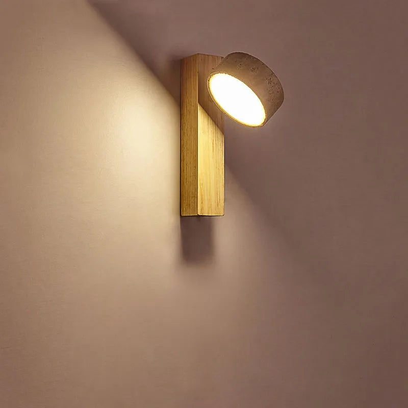 Luminária de Parede Contemporânea de Mármore e Madeira - Home Cozy