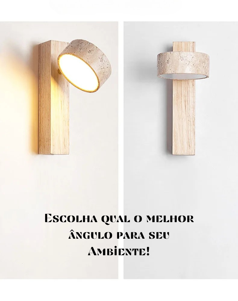 Luminária de Parede Contemporânea de Mármore e Madeira - Home Cozy