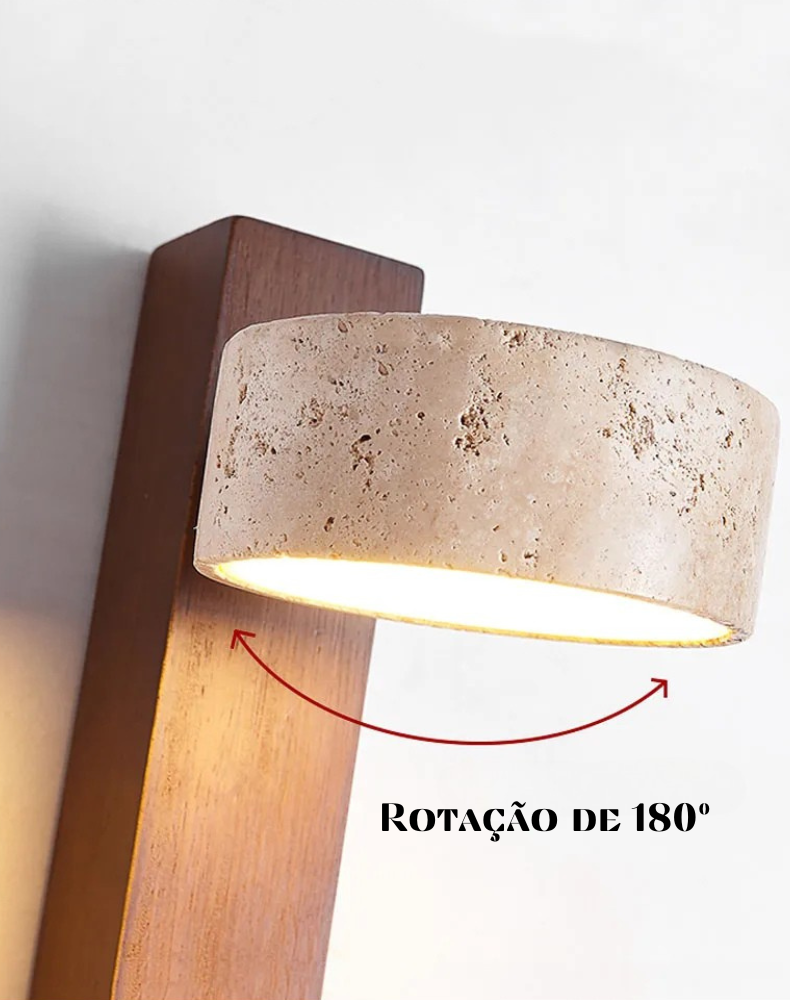 Luminária de Parede Contemporânea de Mármore e Madeira - Home Cozy