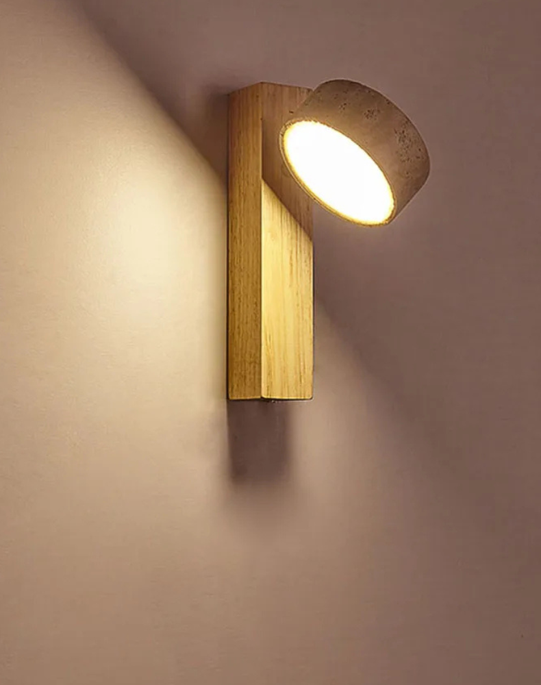 Luminária de Parede Contemporânea de Mármore e Madeira - Home Cozy