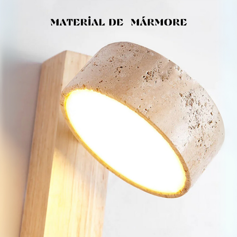 Luminária de Parede Contemporânea de Mármore e Madeira - Home Cozy