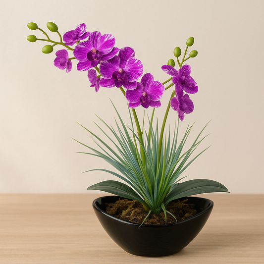 Arranjo Barca de Orquídea Artificial - Home Cozy