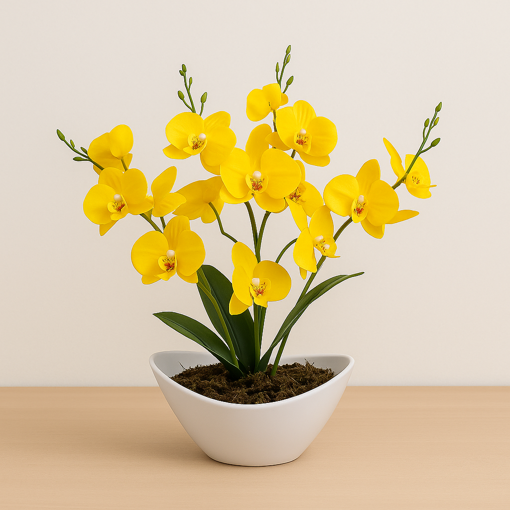 Arranjo Barca de Orquídea Artificial - Home Cozy