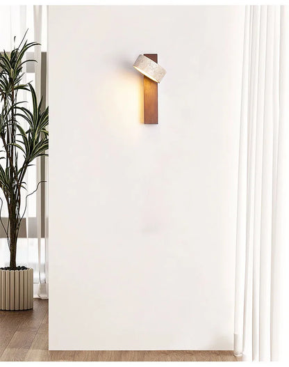 Luminária de Parede Contemporânea de Mármore e Madeira - Home Cozy