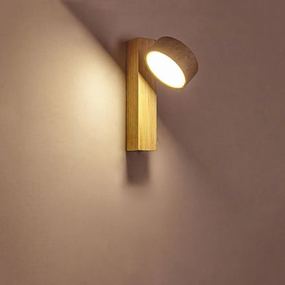 Luminária de Parede Contemporânea de Mármore e Madeira - Home Cozy
