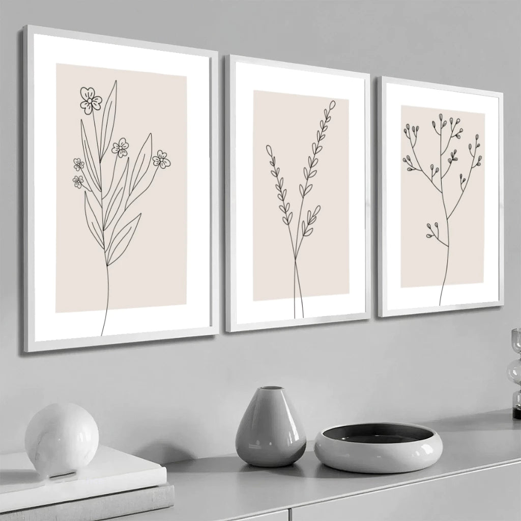 Quadro Decorativo Com Moldura De Folha Minimalista - Home Cozy