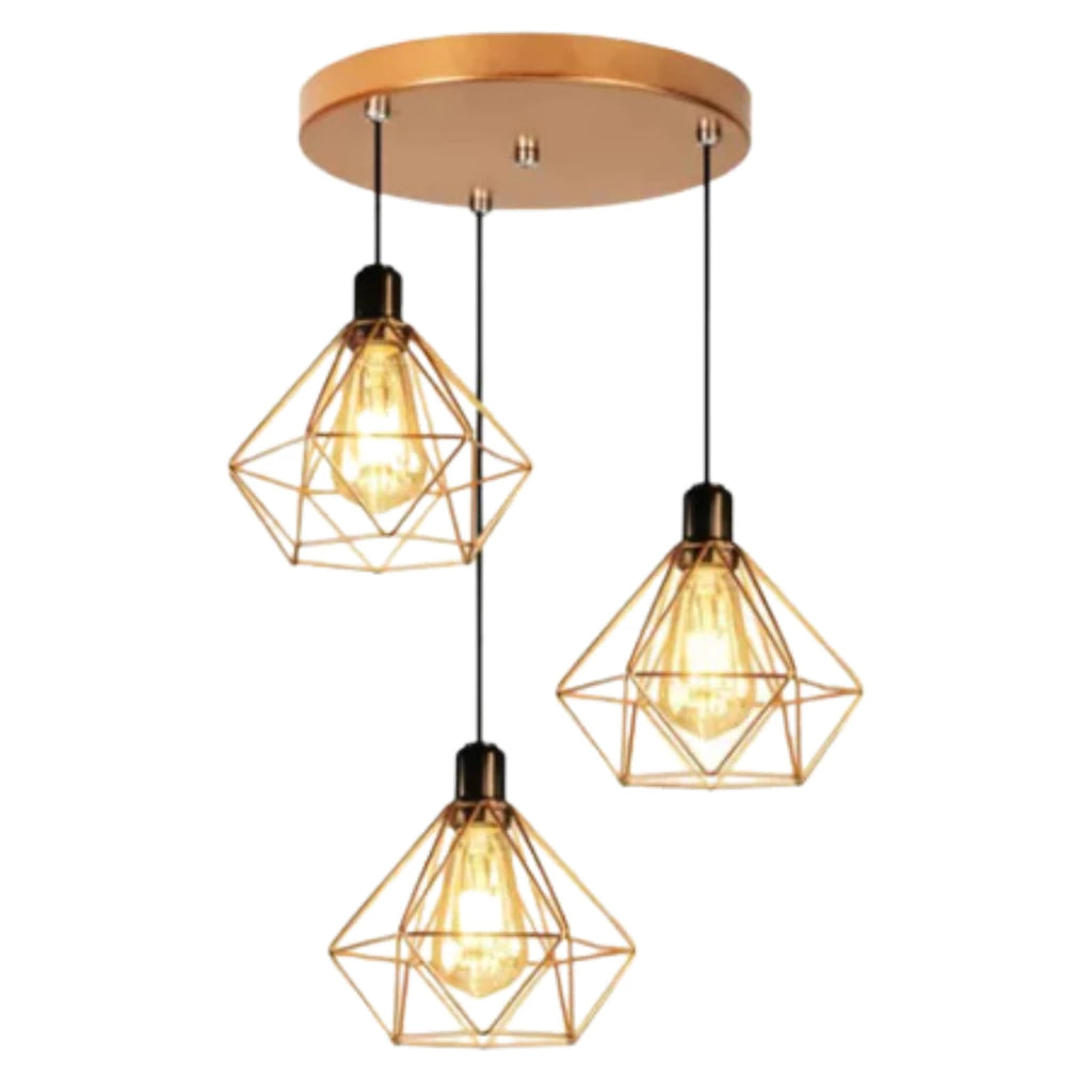 Luminária Pendente Triplo Aramado Diamante - Home Cozy