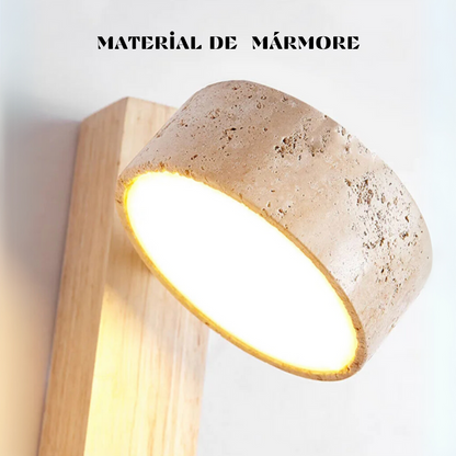 Luminária de Parede Contemporânea de Mármore e Madeira - Home Cozy
